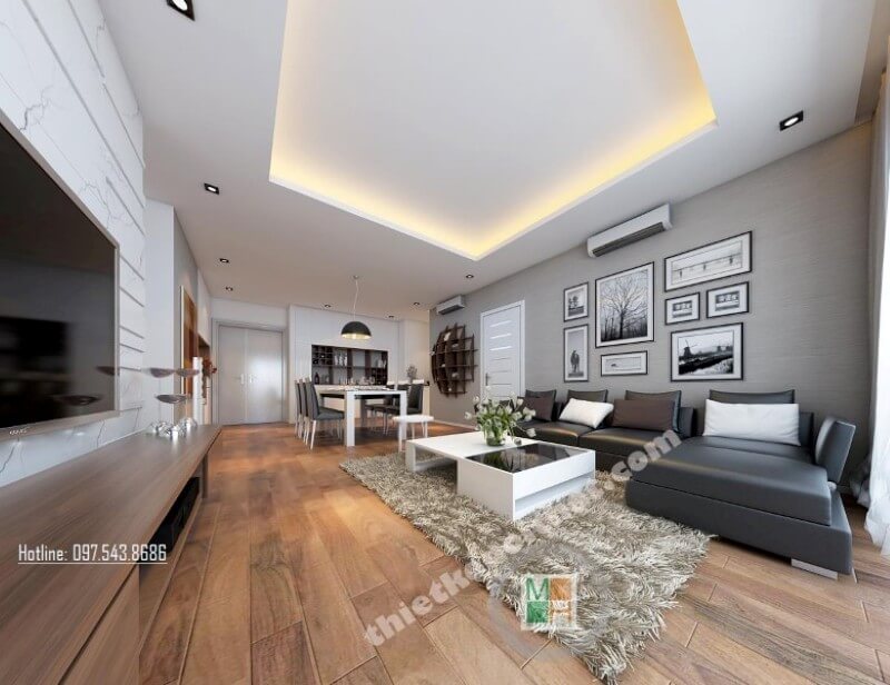 Trang trí nội thất phòng khách chung cư đẹp và ấn tượng hơn với những bộ sofa góc bọc da cao cấp Thiết kế phòng khách chung cư