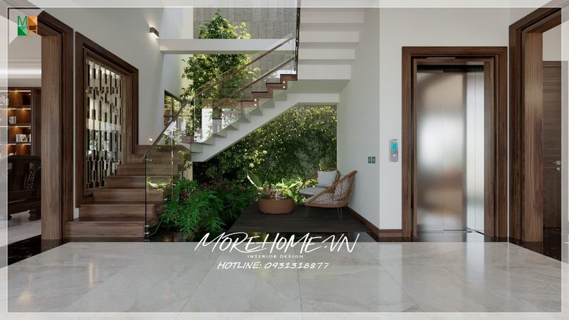 Tô đánh dấu những cây cảnh bằng màu xanh mát mẻ, tươi sáng.